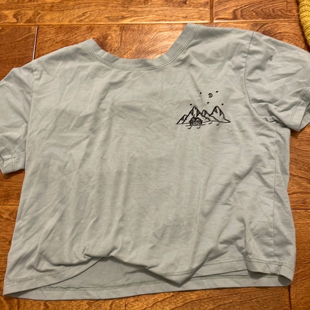 blue embroidered tee